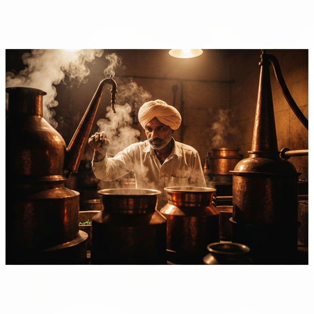 Traditional copper distillation