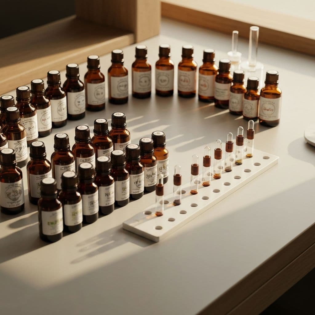 Perfumer's evaluation bench with smelling strips